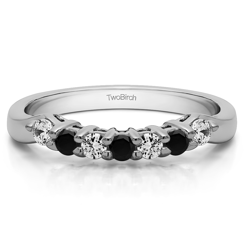 0.29 Ct. Black and White Pinched Shank Shared Prong Contour Band