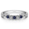0.19 Ct. Sapphire and Diamond Pinched Shank Shared Prong Contour Band