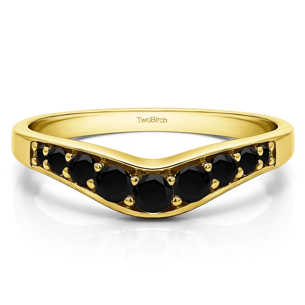 0.43 Ct. Black Graduated Shared Prong Curved Wedding Band