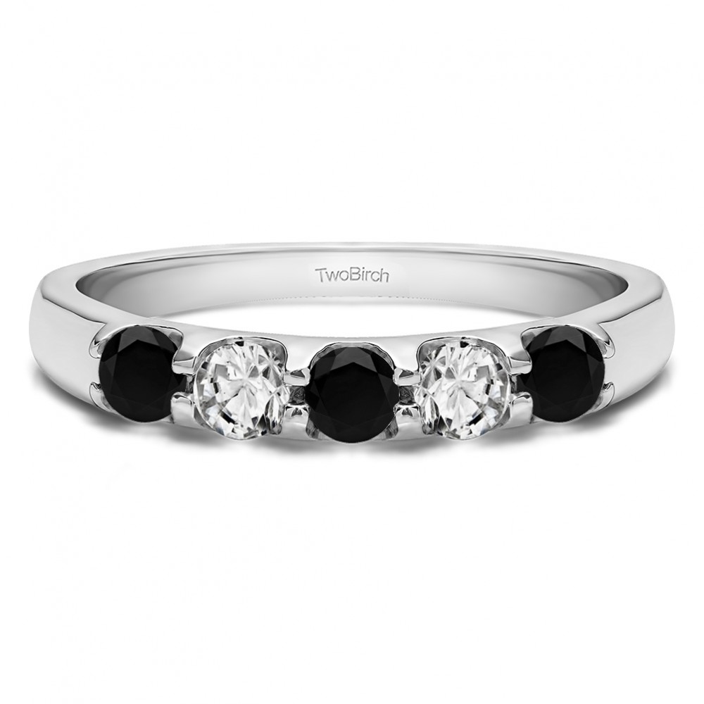 0.65 Carat Black and White Classic Double Shared Prong Wedding Band