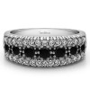 1.02 Carat Black and White Three Row Shared Prong Wedding Ring
