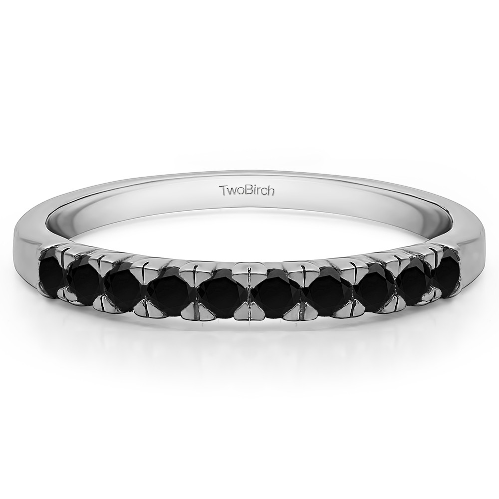 0.3 Carat Black Ten Stone French Cut Pave Set Wedding Ring