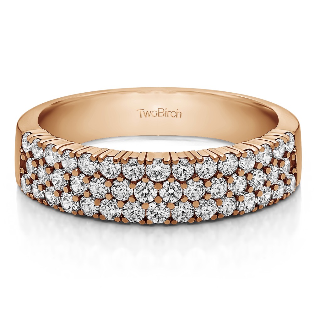 0.99 Carat Three Row Combined Prong Wedding Ring