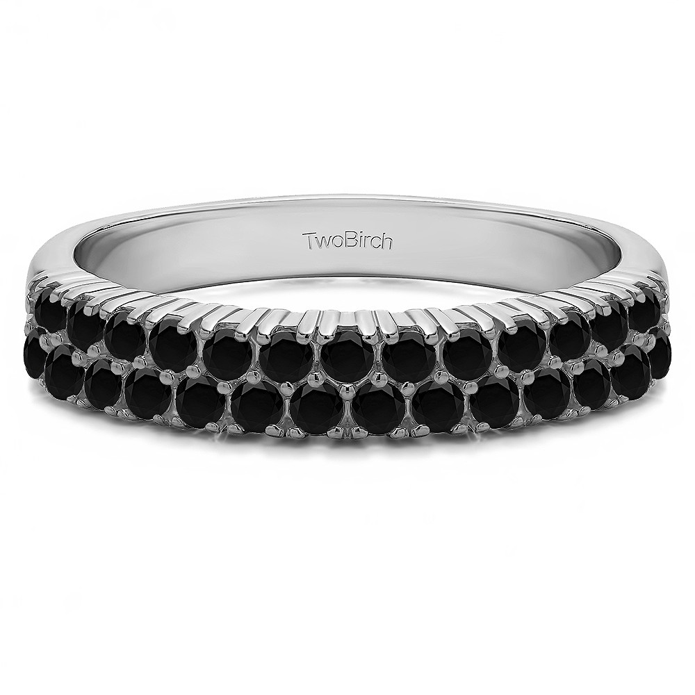 0.58 Carat Black Double Row U Set Shared Prong Wedding Ring