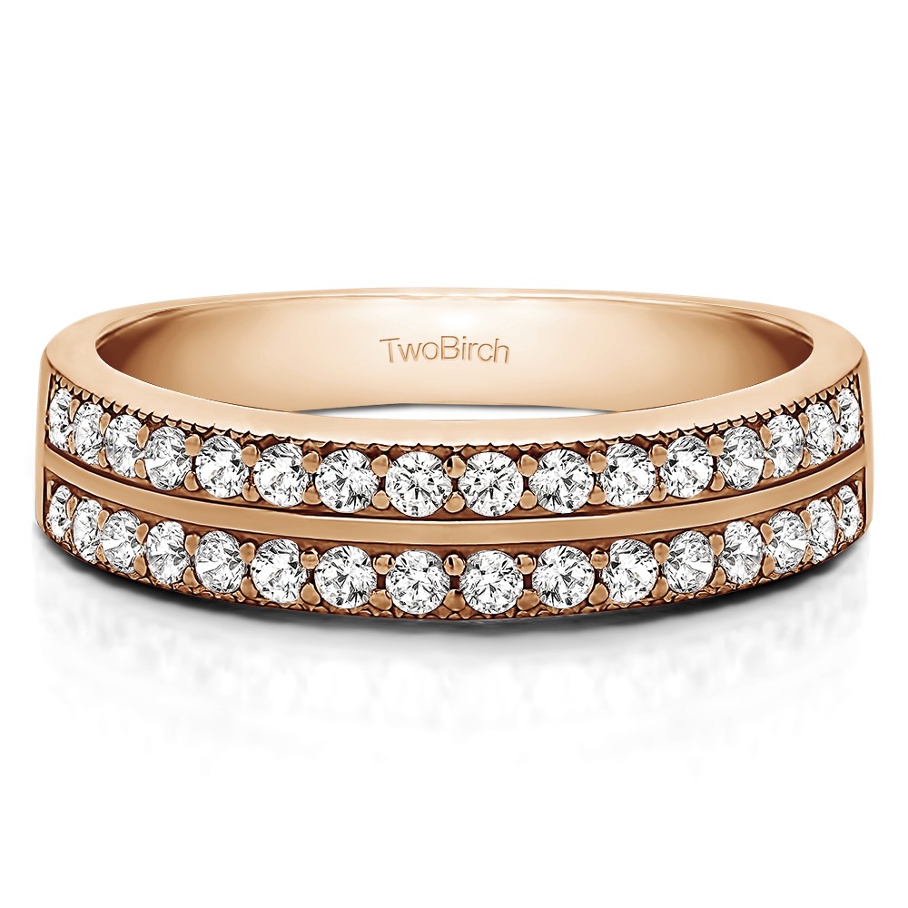 0.48 Carat Double Row Channel Fishtail Set Wedding Band