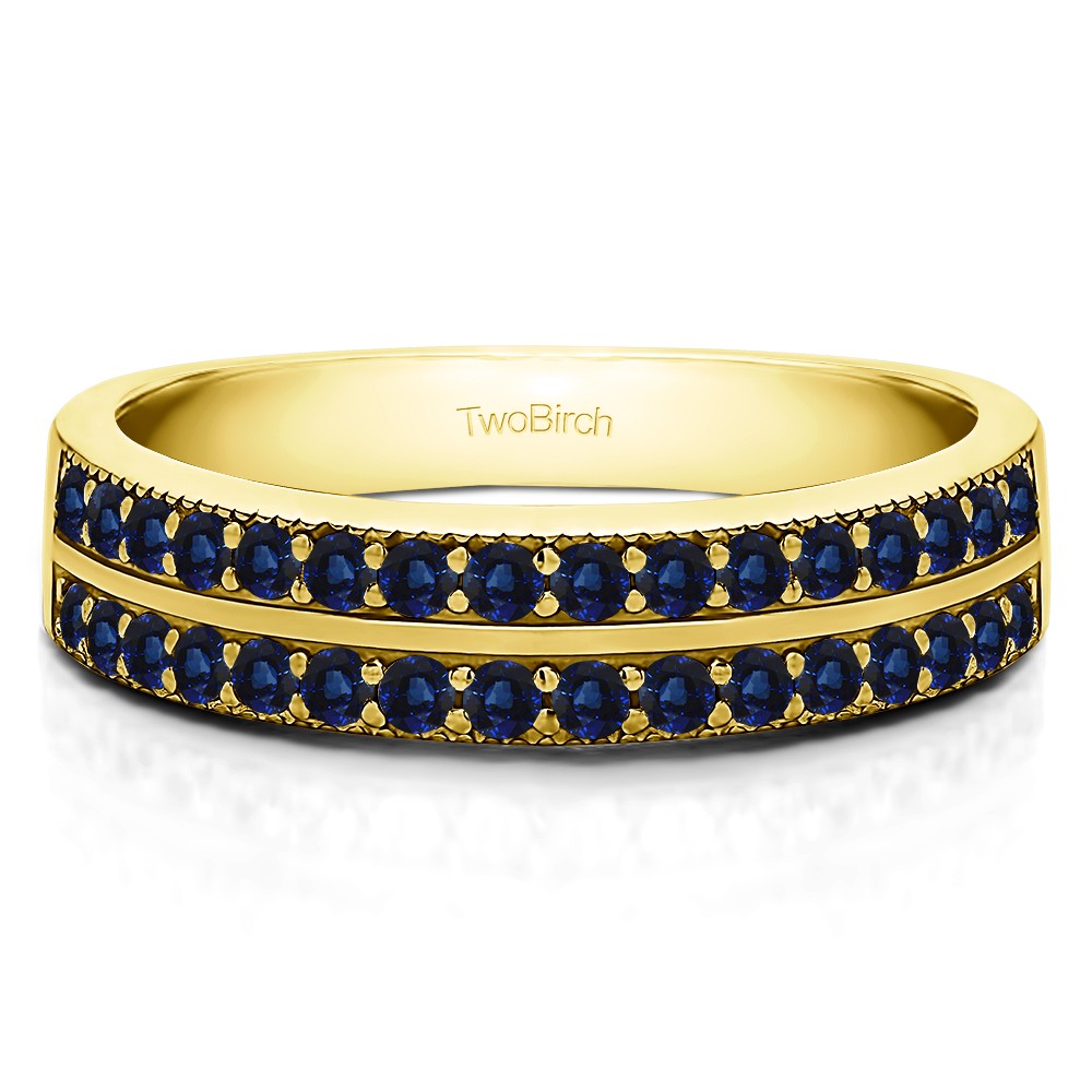 0.48 Carat Sapphire Double Row Channel Fishtail Set Wedding Band
