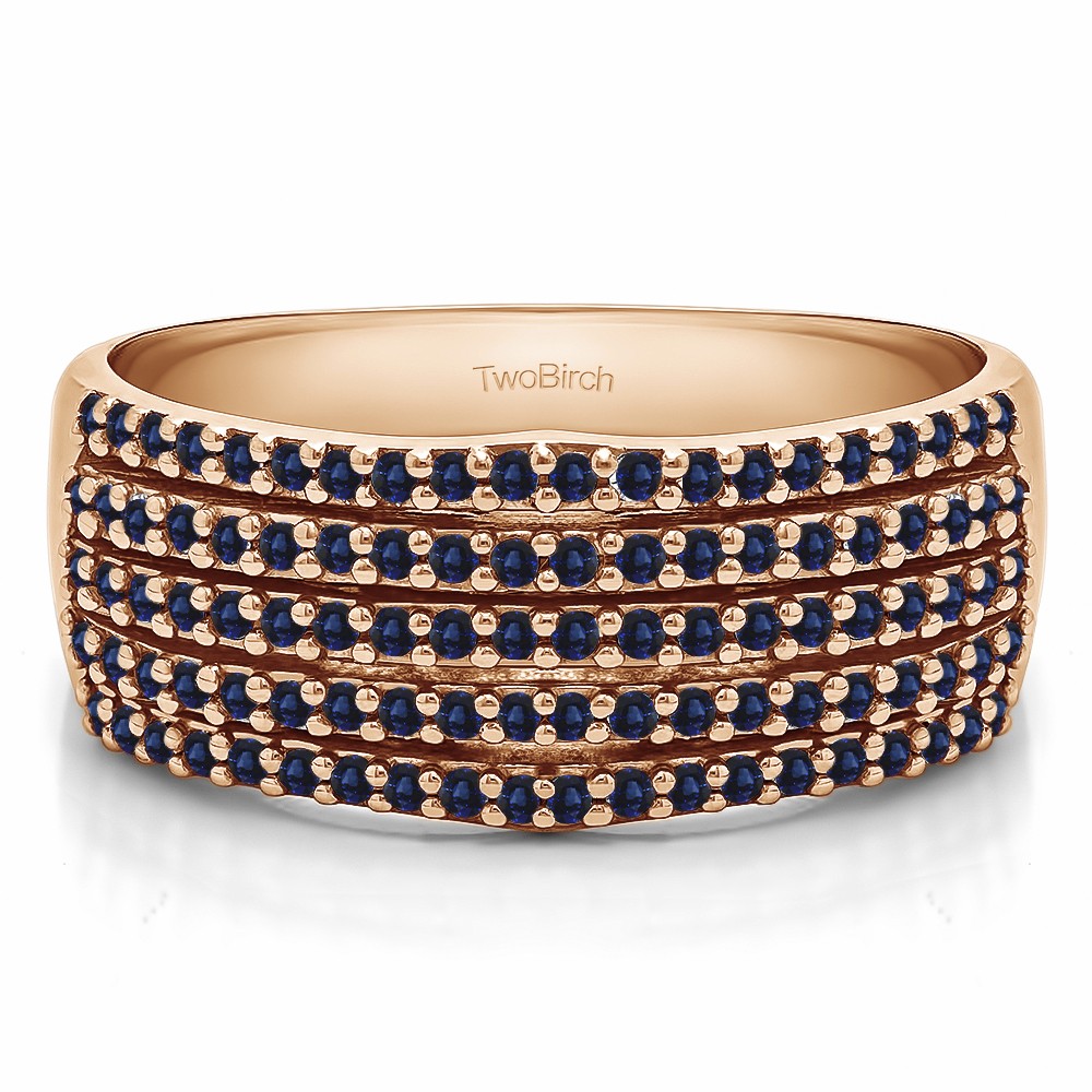 0.5 Carat Sapphire Multi Row Shared Prong Wedding Ring