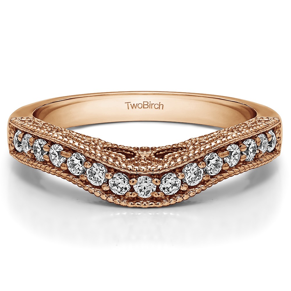 0.3 Ct. Vintage Millgrained and Filigree Contour Wedding Ring