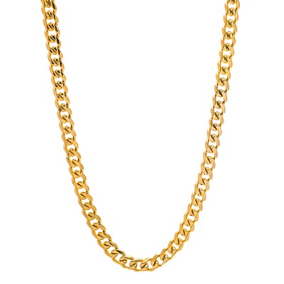 Men's Boy Stainless Steel 18K Gold Plate Curb Cuban Chain Necklace Jewelry 24"
