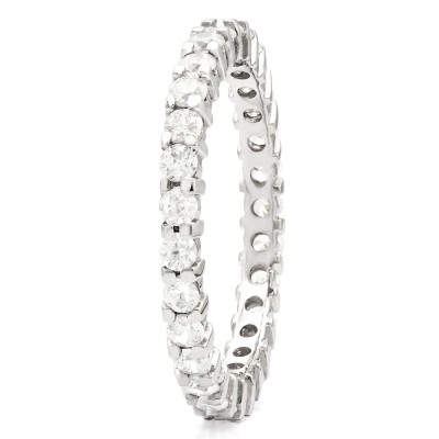 Silver Signity CZ Fancy Eternity Ring Stackable 