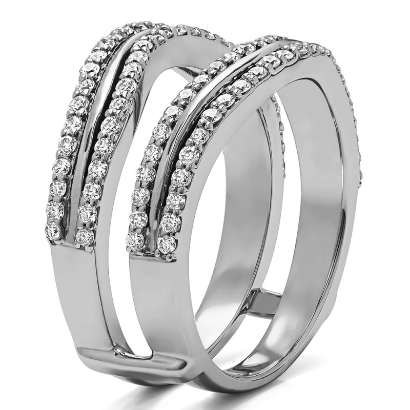 TwoBirch Ring Guards - 0.75 Ct. Double Row Wedding Ring Guard Enhancer