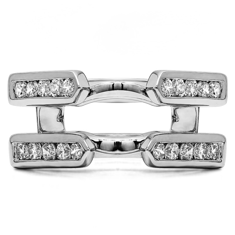0.24 Ct. Princess Cut Channel Cathedral Ring Guard