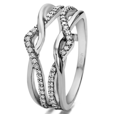Gems and Jewels 14K Black Gold Plated Criss Cross Infinity Ring Guard Enhancer set with CZ Black Sapphire 1/2 Ct