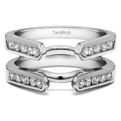 0.24 Carats Wedding Anniversary Ring Band Enhancer 14k White Gold Guard Size 6 