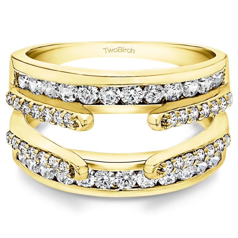 TwoBirch Ring Guards - 1.01 Ct. Combination Cathedral and Classic Ring  Guard in Yellow Gold