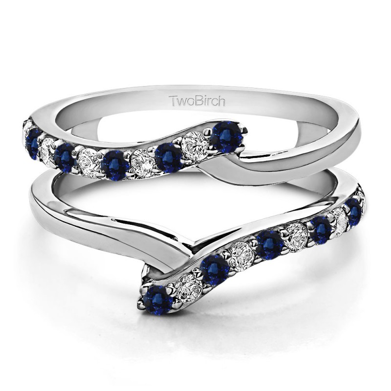 TwoBirch Ring Guards - 0.5 Ct. Sapphire and Diamond Bypass Shared Prong ...