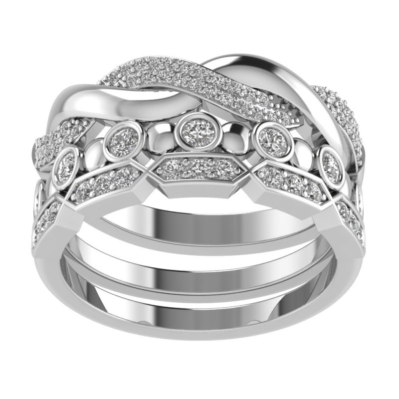 TwoBirch Wedding Rings 3Piece Anniversary Ring Stack Set