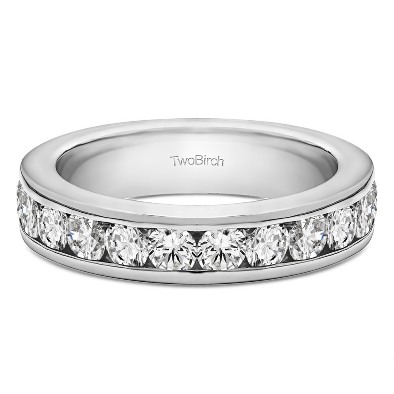 TwoBirch Wedding Ring - 0.5 Carat Twelve Stone Channel Set Straight Wedding  Ring