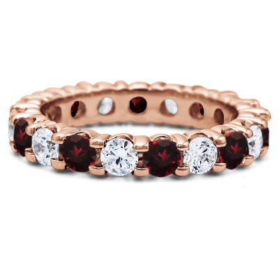 Ruby and Diamond Stackable 2.9mm Double Shared Prong Eternity Ring