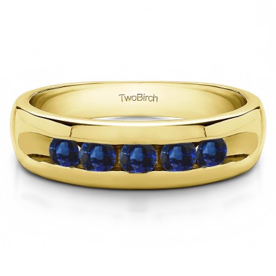 0.75 Ct. Sapphire Wide Channel Set Men's Ring with Open End Design in Yellow Gold
