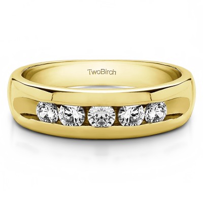 0.75 Ct. Wide Channel Set Men's Ring with Open End Design in Yellow Gold
