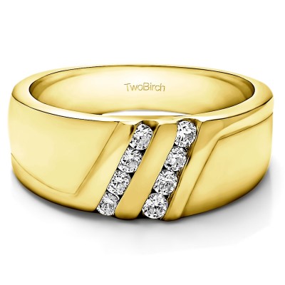 0.5 Ct. Double Row Twisted Channel Set Men's Wedding Band in Yellow Gold