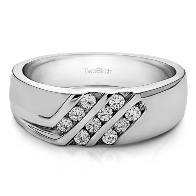 0.32 Ct. Triple Row Channel Set Men's Wedding Ring with Twisted Shank
