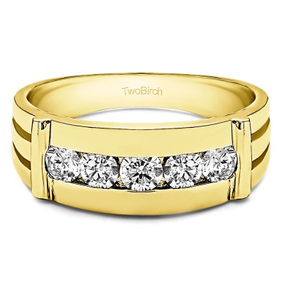 0.25 Ct. Channel Set Men's Ring With Bars in Yellow Gold