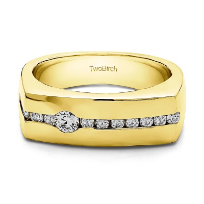 0.5 Ct. Channel Set Flat Top Men's Wedding Ring in Yellow Gold