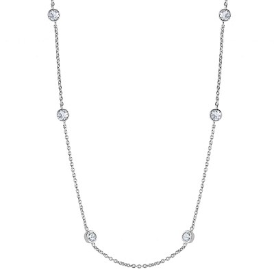 14k White Gold 18 or 36 Inch Diamonds by the Yard Necklace with Moissanite