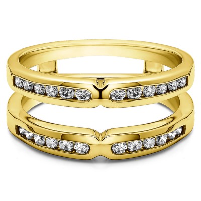 0.26 Ct. Round X Design Channel Set Ring Guard in Yellow Gold