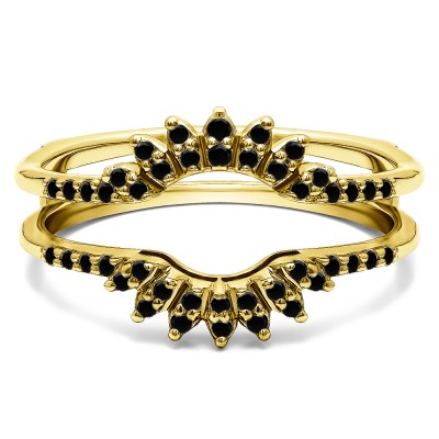 0.2 Ct. Black Stone Contoured Wedding Ring Jacket in Yellow Gold