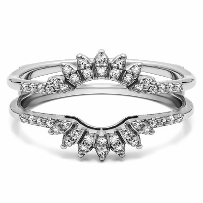 TwoBirch Ring Guards - 0.98 Ct. Double Row Halo Sunburst Ring Guard