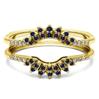 0.2 Ct. Sapphire and Diamond Contoured Wedding Ring Jacket in Yellow Gold