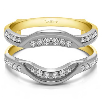 0.22 Ct. Contoured Bridal Wedding Ring Guard in Two Tone Gold