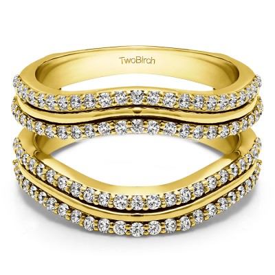 0.75 Ct. Double Row Wedding Ring Guard Enhancer in Yellow Gold