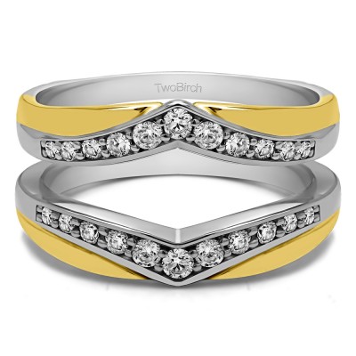0.51 Ct. Graduated Chevron Wedding Ring Guard in Two Tone Gold