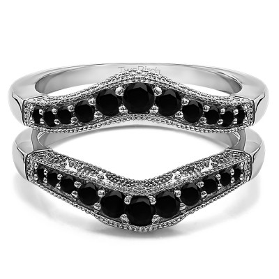TwoBirch Ring Guards - 0.44 Ct. Black Stone Contour Ring Guard
