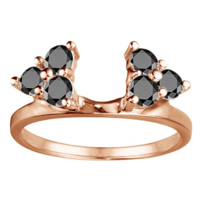 0.12 Ct. Black Shared Prong Set Six Stone Ring Wrap in Rose Gold
