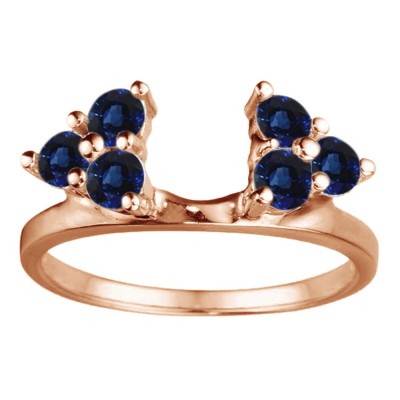0.12 Ct. Sapphire Shared Prong Set Six Stone Ring Wrap in Rose Gold