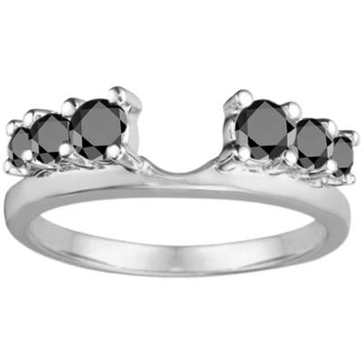 1 Ct. Black Double Shared Prong Graduated Six Stone Ring Wrap