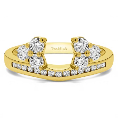0.25 Ct. Round Cluster Contour Channel Set Anniversary Ring Wrap in Yellow Gold
