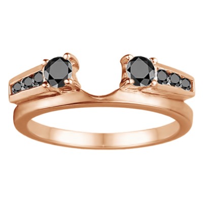 0.31 Ct. Black Round Channel and Prong Set Solitaire Ring Wrap  in Rose Gold