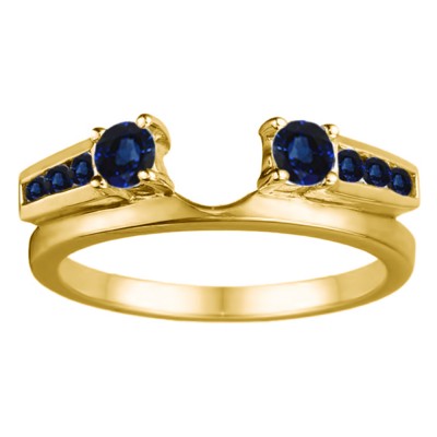 0.31 Ct. Sapphire Round Channel and Prong Set Solitaire Ring Wrap  in Yellow Gold