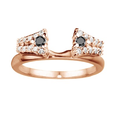 0.5 Ct. Black and White Double Row ring wrap in Rose Gold