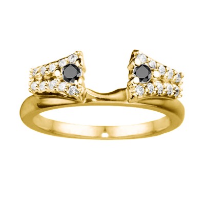 0.5 Ct. Black and White Double Row ring wrap in Yellow Gold