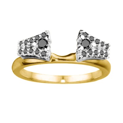 0.5 Ct. Black Double Row ring wrap in Two Tone Gold