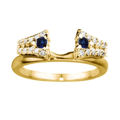 0.3 Ct. Sapphire and Diamond Double Row ring wrap in Yellow Gold