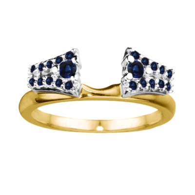 0.3 Ct. Sapphire Double Row ring wrap in Two Tone Gold