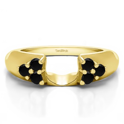 0.75 Ct. Black Cluster Prong Wedding ring wrap in Yellow Gold